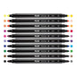 Milan Pack de 10 Rotuladores Bicolor Doble Punta - Punta Conica 5mm - Tinta al Agua - Lavable - Colo