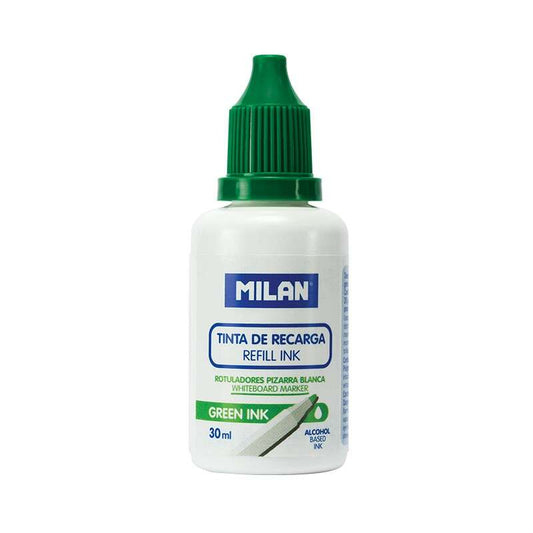 Milan Bote de Tinta para Rotuladores de Pizarra Blanca Recargables - Capacidad 30ml - Tinta a Base d