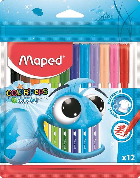Maped Rotuladores Color´Peps Ocean - Punta Media Bloqueada 2 mm. - Ojival, Suave y Flexible - Colore