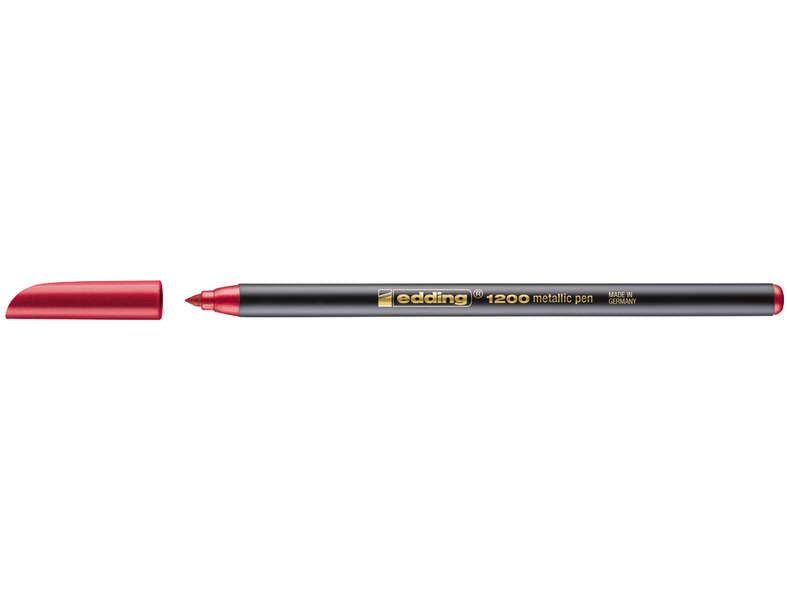 Edding 1200 Rotulador - Punta Redonda - Trazo 1mm - Tinta con Base de Agua - Color Rojo Metalizado
