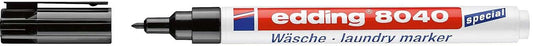 Edding 8040 Rotulador Permanente para Tejido - Punta Redonda - Trazo 1mm - Capuchon con Clip - Secado Rapido - Color Negro - Cantidad: 10