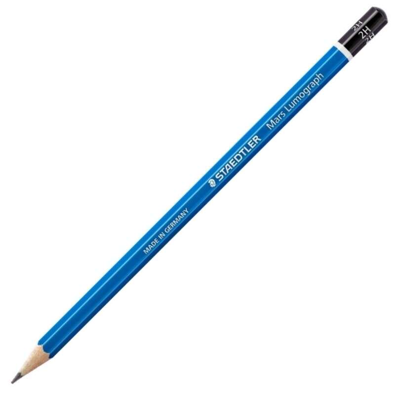 Staedtler Mars Lumograph 100 Lapiz de Grafito Hexagonal - Mina 2H Ultrarresistente de 2mm - Madera d