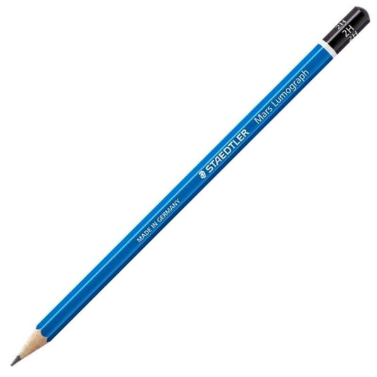 Staedtler Mars Lumograph 100 Lapiz de Grafito Hexagonal - Mina 2H Ultrarresistente de 2mm - Madera d