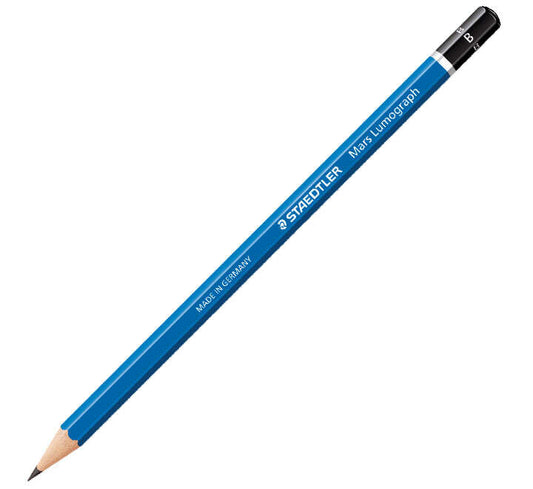 Staedtler Mars Lumograph 100 Lapiz de Grafito Hexagonal - Mina B Ultrarresistente de 2mm - Madera de