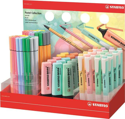 Stabilo Expositor Coleccion Pastel de 111 Rotuladores y Marcadores Fluorescentes - 15 Boss, 16 Swing