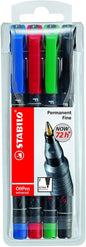 Stabilo OHPen Pack de 4 Rotuladores Permanentes - Punta Fina - Trazo de 0.7mm - Agarre Antideslizant