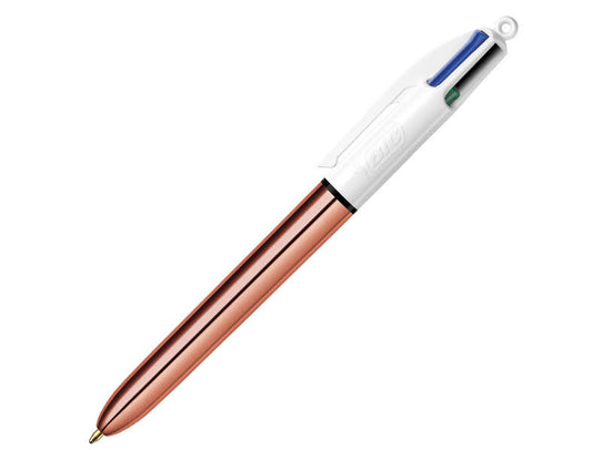 Bic 4 Colours Rose Gold Boligrafo de Bola Retractil - Punta Media de 1.0 mm - Tinta con Base de Acei