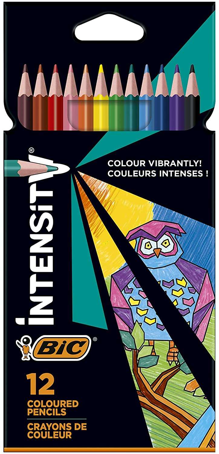 Bic Intensity Color Up Caja de 12 Lapices Triangulares de Colores Surtidos - Fabricados en Resina -