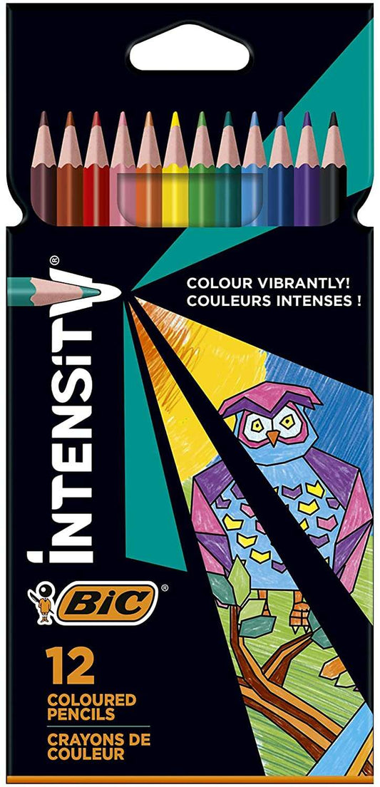 Bic Intensity Color Up Caja de 12 Lapices Triangulares de Colores Surtidos - Fabricados en Resina -