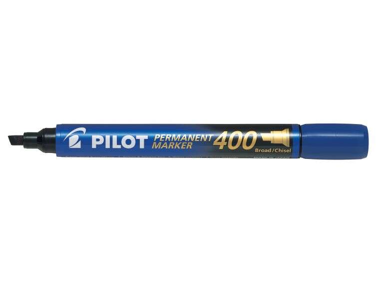 Pilot Rotulador Permanente 400 - Punta Biselada 4,5mm - Trazo 4mm - Color Azul