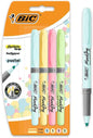 Bic Highlighter Grip Pack de 4 Marcadores Fluorescentes Pastel - Tinta con Base de Agua - Punta Bise