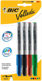 Bic Velleda 1741 Pack de 4 Rotuladores para Pizarra - Punta Media - Trazo de 1.4mm - Borrado Optimo