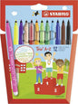 Stabilo Trio AZ Pack de 12 Rotulador de Punta Fina de Fibra - Trazo 0.7mm - Tinta Super Lavable - Fo