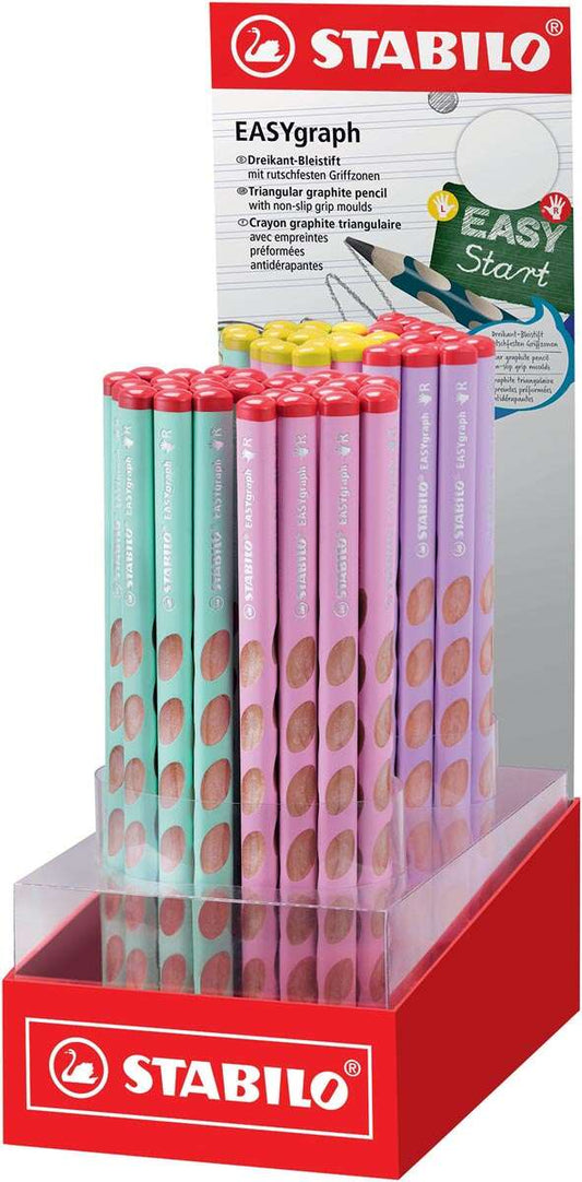 Stabilo Easygraph Pastel Expositor de 60 Lapices de Grafito - Mina HB de 3.15mm - Diseño Ergonomico