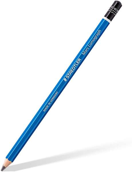 Staedtler Mars Lumograph Lapiz de Grafito Hexagonal - Mina 11B - Resistencia a la Rotura - Madera de