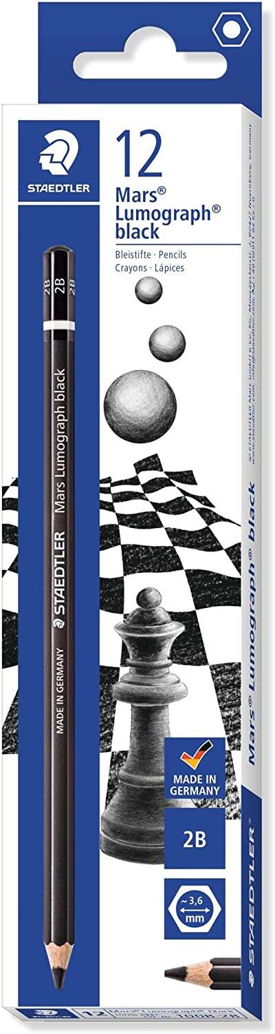 Staedtler Mars Lumograph Black Artist Pencil 100B Lapiz de Grafito - Mina 2B - Resistencia a la Rotu