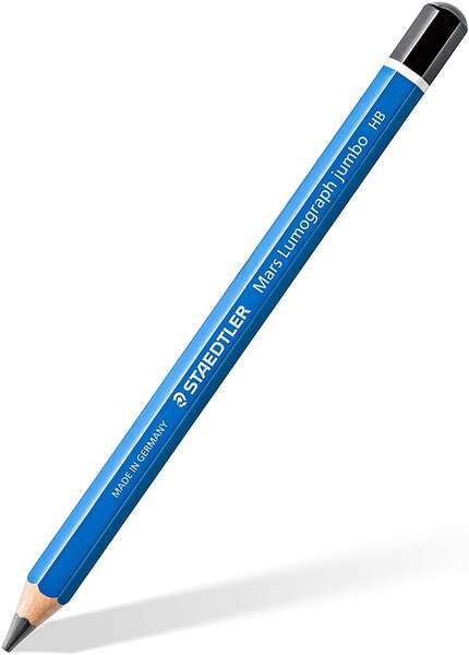 Staedtler Mars Lumograph Jumbo 100J Lapiz de Grafito - Mina HB - Acabados Metalicos - Diametro de Mi