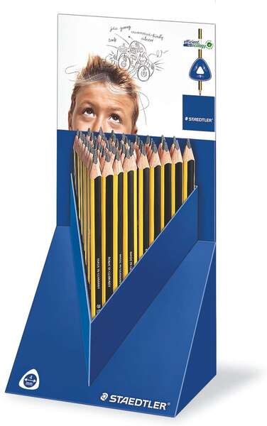 Staedtler Jumbo Noris 119 Expositor con 48 Lapices de Grafito Triangulares - Mina HB - Resistencia a
