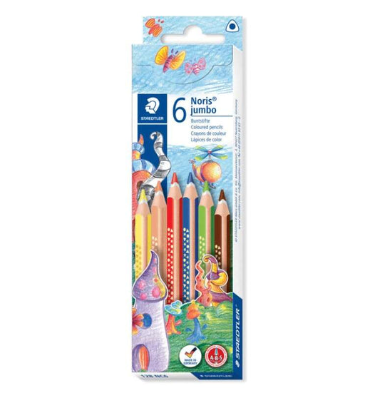 Staedtler Jumbo Noris 128 Pack de 6 Lapices Triangulares de Colores - Diseño Ergonomico - Colores Su