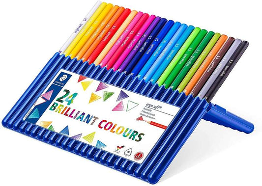 Staedtler Ergosoft 157 Pack de 24 Lapices de Colores - Diseño Ergonomico - Superficie Antideslizante