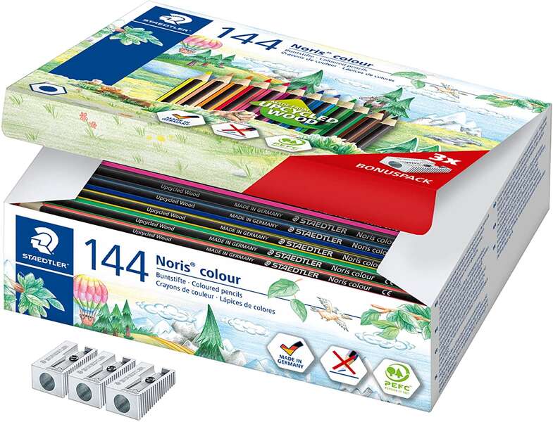 Staedtler Noris Colour 185 Pack de 144 Lapices Hexagonales de Colores - Resistencia a la Rotura - Id