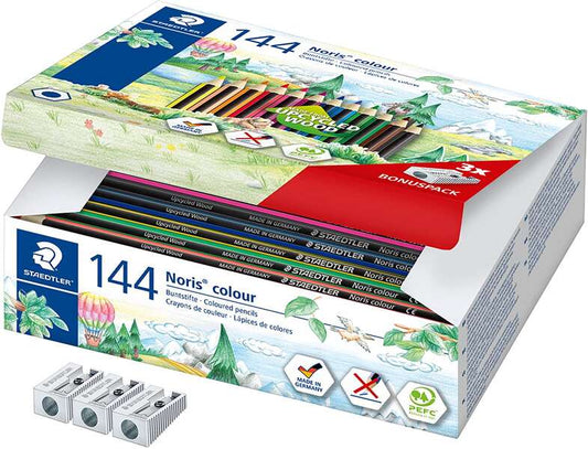 Staedtler Noris Colour 185 Pack de 144 Lapices Hexagonales de Colores - Resistencia a la Rotura - Id