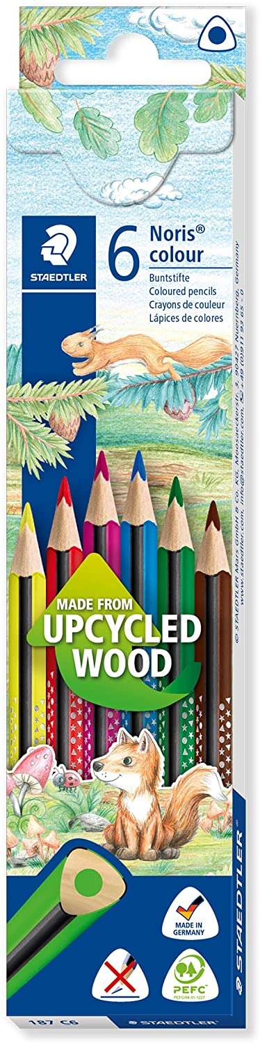 Staedtler Noris Colour 187 Pack de 6 Lapices Triangulares de Colores - Resistencia a la Rotura - Col