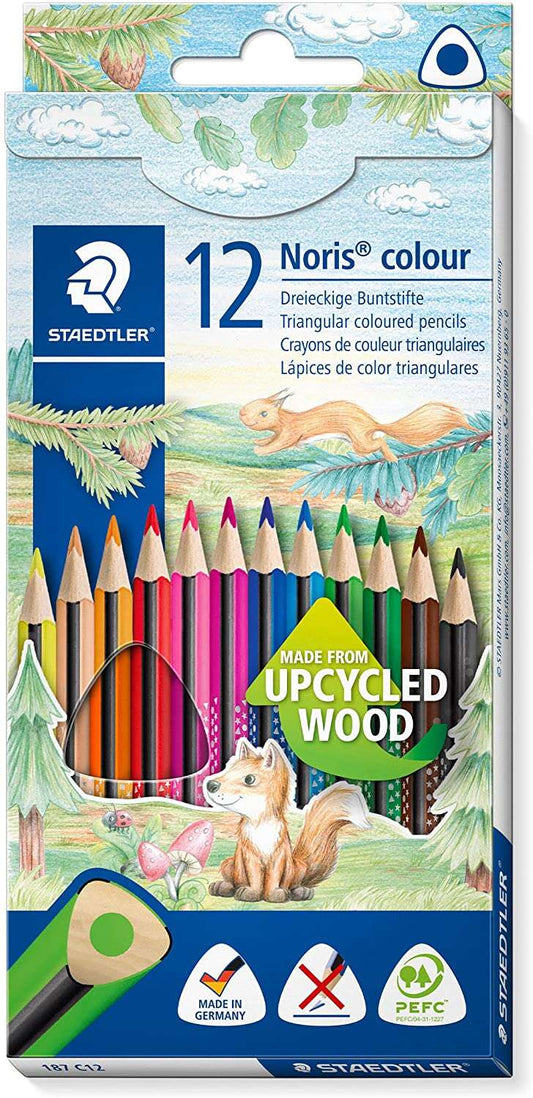 Staedtler Noris Colour 187 Pack de 12 Lapices Triangulares de Colores - Resistencia a la Rotura - Co
