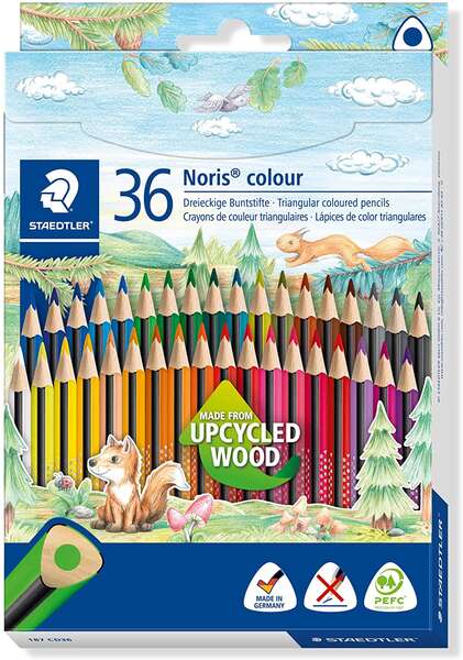 Staedtler Noris Colour 187 Pack de 36 Lapices Triangulares de Colores - Resistencia a la Rotura - Co