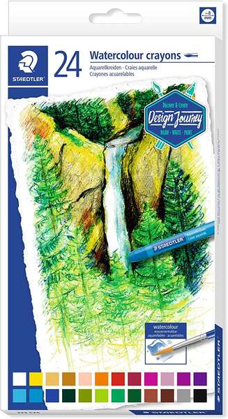 Staedtler Crayones Acuarelables 223 Pack de 24 Lapices de Cera - Facil de Mezclar - Extremadamente O