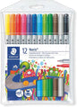 Staedtler Noris 320 Pack de 12 Rotuladores de Doble Punta - Resistente a la Presion - Colores Surtid