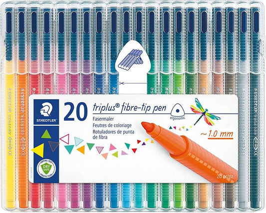 Staedtler Triplus Color 323 Pack de 20 Rotuladores de Punta Fina - Trazo 1mm Aprox - Tinta Base de A