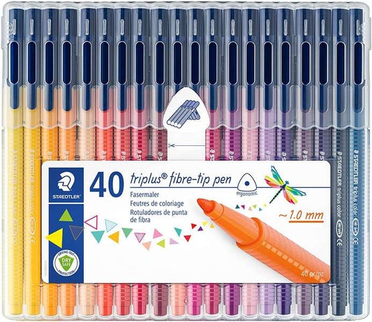 Staedtler Triplus Color 323 Pack de 40 Rotuladores de Punta Fina - Trazo 1mm Aprox - Tinta Base de A