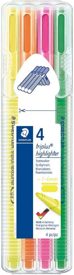 Staedtler Triplus Textsurfer 362 Pack de 4 Marcadores Fluorescentes - Trazo 1 - 4mm Aprox - Tina Bas