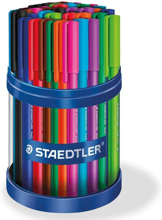 Staedtler Ball 432 Expositor de 50 Boligrafos de Bola - Trazo de 0.5mm - Escritura Suave - Colores S