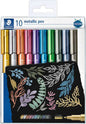 Staedtler Metallic Pen Pack de 10 Rotuladores de Punta Fina - Tinta Base de Agua - Trazo 1 - 2mm Apr