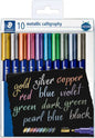 Staedtler Metallic Calligraphy Pack de 10 Rotuladores para Caligrafia - Trazo 2.8mm - Colores Surtidos