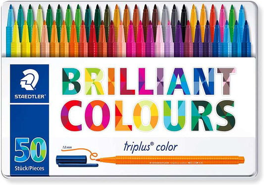 Staedtler Triplus Color 323 Pack de 50 Rotuladores de Punta Fina - Trazo 1mm Aprox - Tinta Base de A