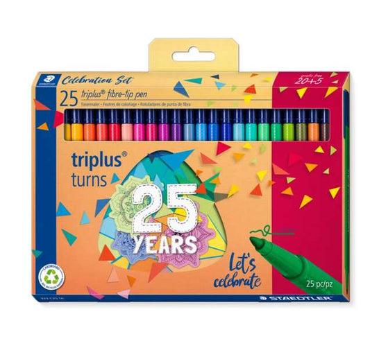 Staedtler Triplus Color 323 Pack de 25 Rotuladores de Punta Fina - Trazo 1mm Aprox - Tinta Base de A