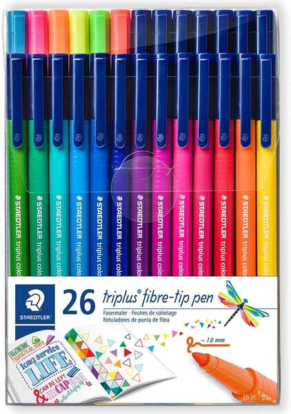 Staedtler Triplus Color 323 Pack de 26 Rotuladores de Punta Fina - Trazo 1mm Aprox - Tinta Base de A
