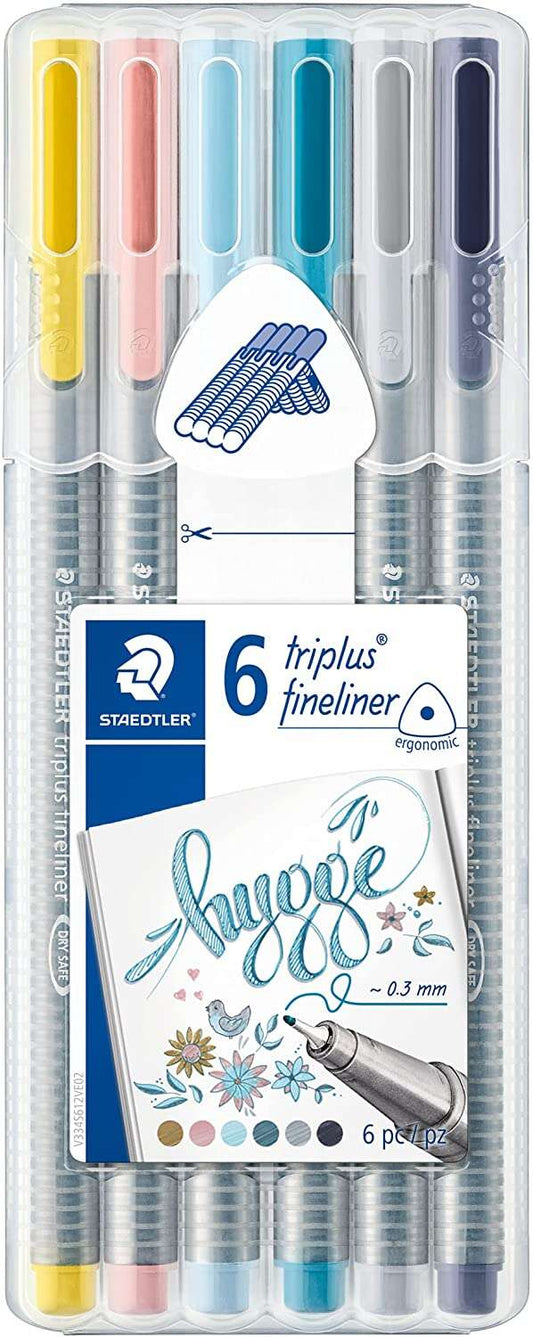 Staedtler Triplus Fineliner 334 Pack de 6 Rotuladores de Punta Fina - Trazo 0.3mm Aprox - Tinta Base