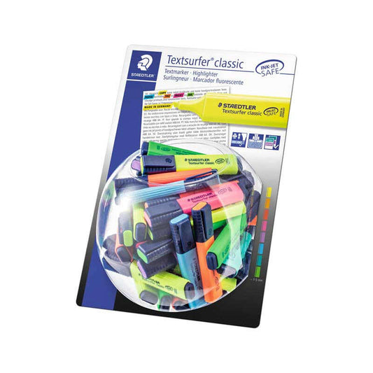 Staedtler Textsurfer Classic 364 Expositor de 100 Marcadores Fluorescentes - Punta Biselada 1 - 5 mm