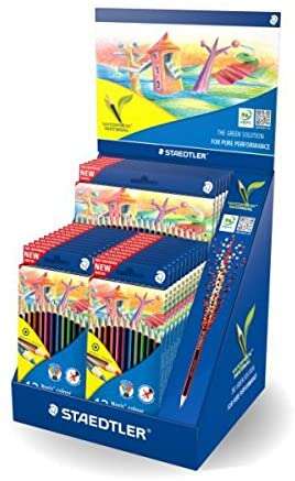 Staedtler Noris Colour 185 Expositor con 20 Estuches de Lapices de Colores - Diseño Hexagonal -  - C