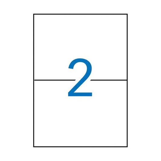 Apli Pack de 200 Etiquetas Rectangulares 210x148mm - 100 Hojas por 2 Etiquetas - Adhesivo Permanente - Cantos Rectos - Color Blanco