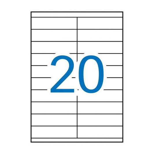Apli Pack de 2.000 Etiquetas Rectangulares 105x29mm - 100 Hojas por 20 Etiquetas - Adhesivo Permanente - Cantos Rectos - Color Blanco