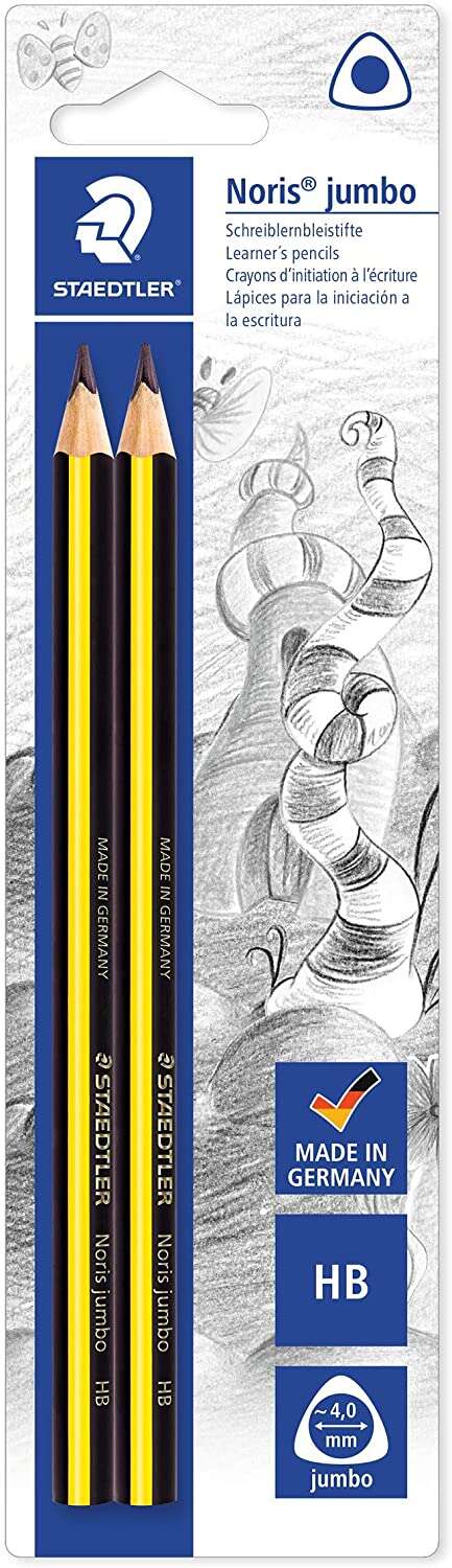 Staedtler Noris Jumbo 119 Pack de 2 Lapices de Grafito Jumbo Triangulares - Mina HB de 4mm - Madera