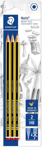Staedtler Noris 120 Pack de 3 Lapices de Grafitito Hexagonales HB - Resistencia a la Rotura - Madera