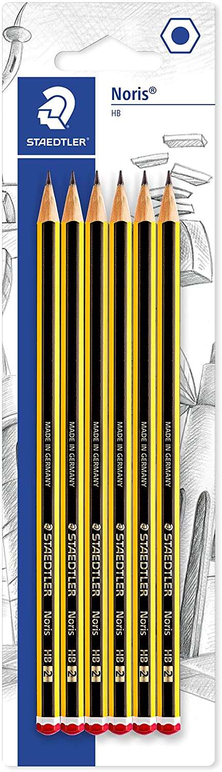 Staedtler Noris 120 Pack de 6 Lapices de Grafito Hexagonales HB - Resistencia a la Rotura - Madera d