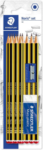 Staedtler Noris 120 Pack de 10 Lapices de Grafito Hexagonales 2HB + 1 Goma de Borrar Plastic 526 50