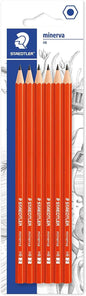 Staedtler Minerva Pack de 6 Lapices de Grafito Hexagonales - Mina 2HB - Madera de Bosques Sostenible